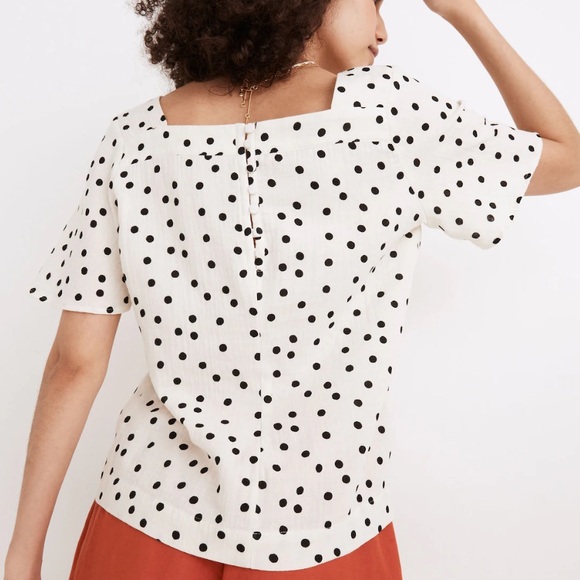 Madewell Lightspun Harlow Square-Neck Top in Dot Toss - Picture 2 of 6